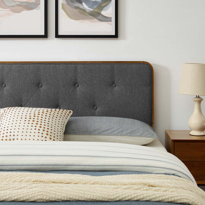 Bridgette Full Wood Platform Bed With Splayed Legs, Wood, Brown Walnut Grey Gray, 22490