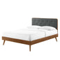 Bridgette Full Wood Platform Bed With Splayed Legs, Wood, Brown Walnut Grey Gray, 22490