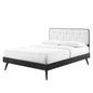 Bridgette King Wood Platform Bed With Splayed Legs, Wood, Black White, 22492