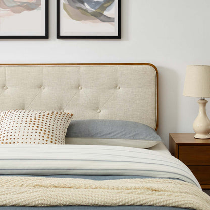 Bridgette King Wood Platform Bed With Splayed Legs, Wood, Brown Walnut Beige, 22495
