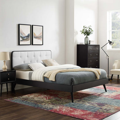 Bridgette Twin Wood Platform Bed With Splayed Legs, Wood, Black White, 22498