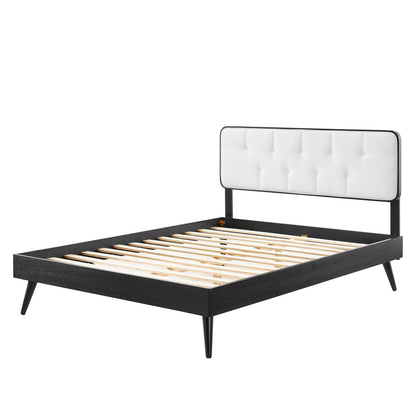 Bridgette Twin Wood Platform Bed With Splayed Legs, Wood, Black White, 22498