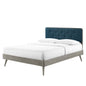 Bridgette Twin Wood Platform Bed With Splayed Legs, Wood, Grey Gray Navy Blue, 22499