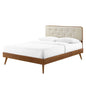 Bridgette Twin Wood Platform Bed With Splayed Legs, Wood, Brown Walnut Beige, 22501