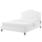 Elise Queen Performance Velvet Platform Bed, Velvet, White, 22510