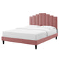 Elise Queen Performance Velvet Platform Bed, Velvet, Pink, 22512