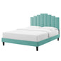 Elise Queen Performance Velvet Platform Bed, Velvet, Blue, 22514