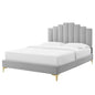 Elise Queen Performance Velvet Platform Bed, Velvet, Light Grey Gray, 22521
