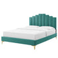 Elise Queen Performance Velvet Platform Bed, Velvet, Teal Blue, 22525