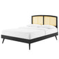 Sierra Cane and Wood Full Platform Bed With Splayed Legs, Wood, Black, 22545