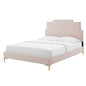 Lindsey Performance Velvet Queen Platform Bed, Velvet, Pink, 22559