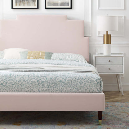Lindsey Performance Velvet Queen Platform Bed, Velvet, Pink, 22567