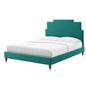 Lindsey Performance Velvet Queen Platform Bed, Velvet, Teal Blue, 22568