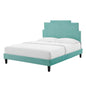 Lindsey Performance Velvet Queen Platform Bed, Velvet, Blue, 22573