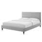 Phillipa Performance Velvet Queen Platform Bed, Velvet, Light Grey Gray, 22588