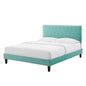Phillipa Performance Velvet Queen Platform Bed, Velvet, Blue, 22597