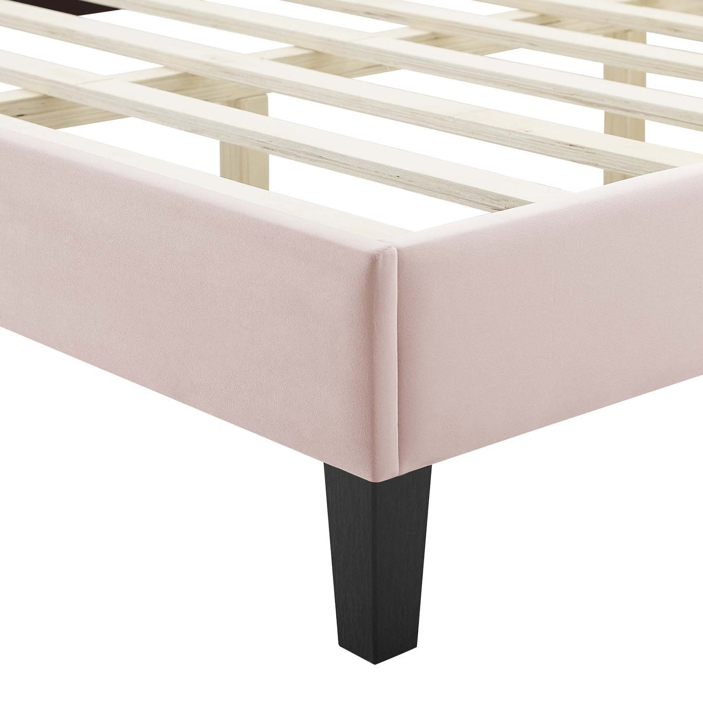 Portia Performance Velvet Queen Platform Bed, Velvet, Pink, 23430