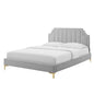Sienna Performance Velvet Queen Platform Bed, Velvet, Light Grey Gray, 23435