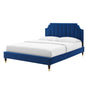 Sienna Performance Velvet Queen Platform Bed, Velvet, Blue Navy, 23445