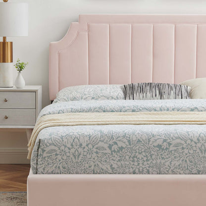 Sienna Performance Velvet Queen Platform Bed, Velvet, Pink, 23446