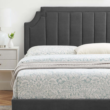 Sienna Performance Velvet Queen Platform Bed, Velvet, Dark Grey Gray, 23449