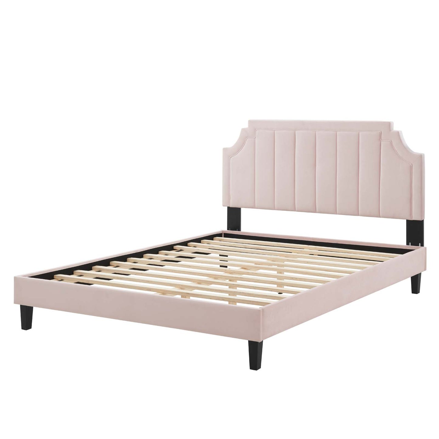 Sienna Performance Velvet Queen Platform Bed, Velvet, Pink, 23454