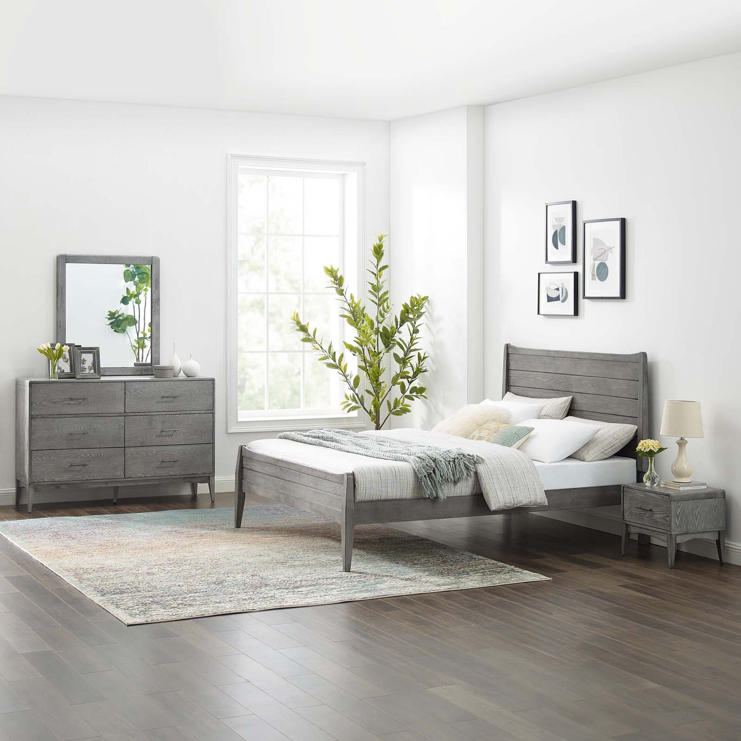 Georgia 4 Piece Twin Bedroom Set, Wood, Grey Gray, 22604