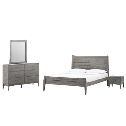 Georgia 4 Piece Twin Bedroom Set, Wood, Grey Gray, 22604