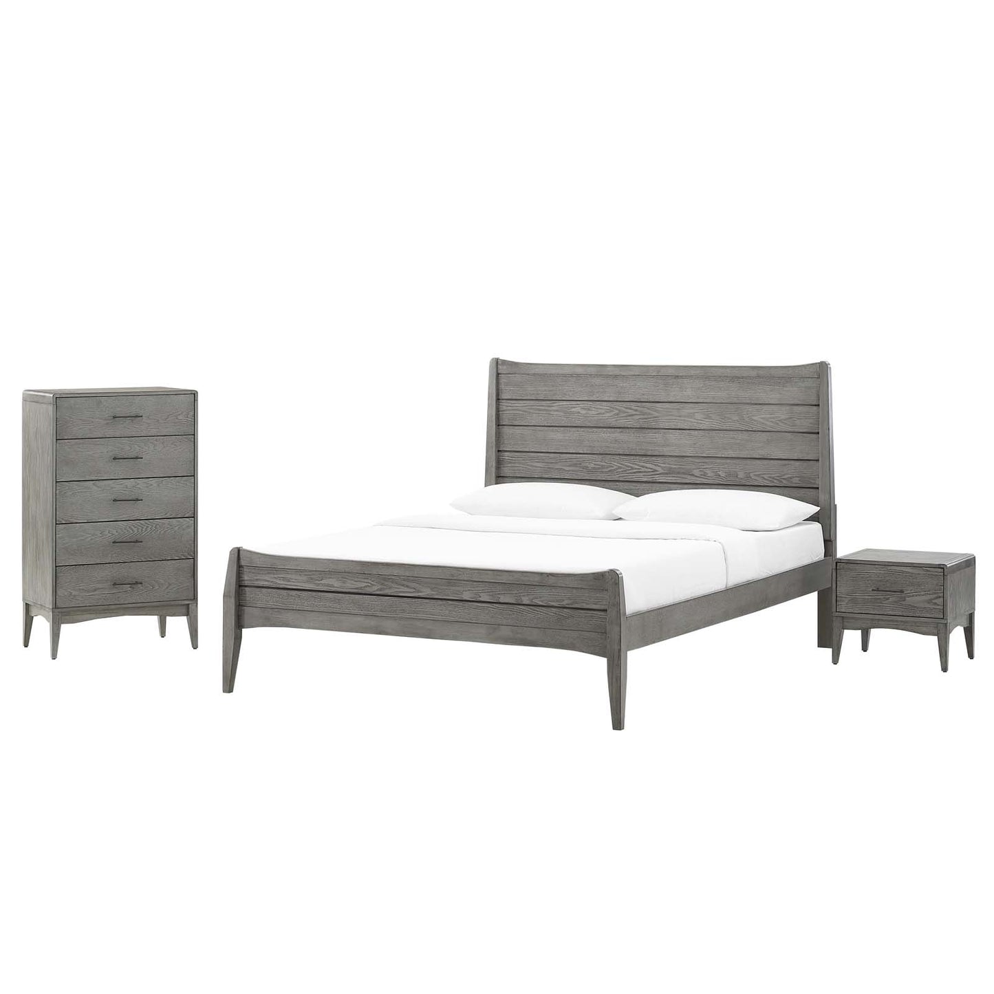 Georgia 3 Piece Twin Bedroom Set, Wood, Grey Gray, 22605