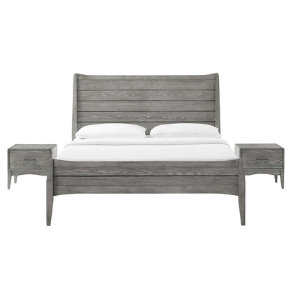 Georgia 3 Piece Full Bedroom Set, Wood, Grey Gray, 22607