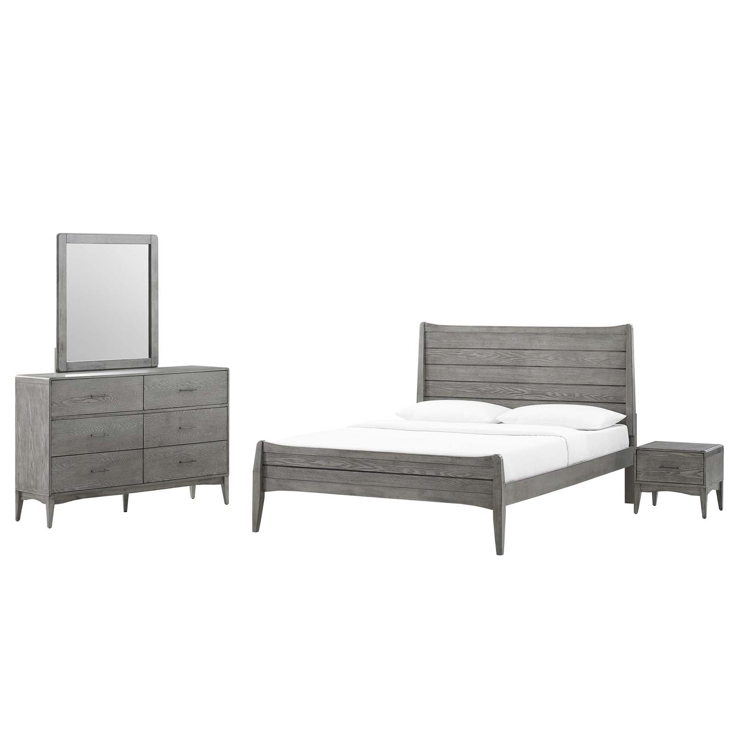 Georgia 4 Piece Full Bedroom Set, Wood, Grey Gray, 22608
