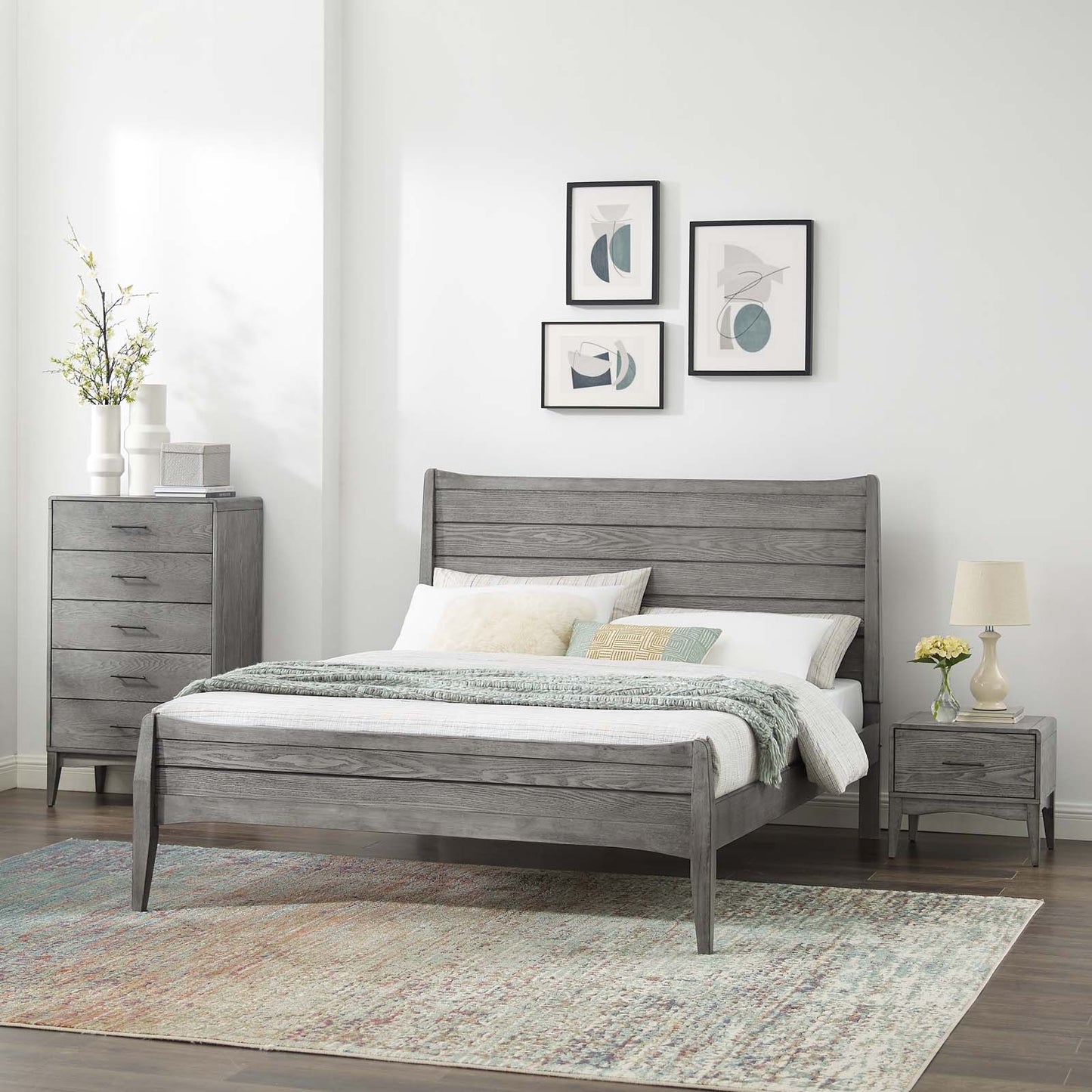 Georgia 3 Piece Full Bedroom Set, Wood, Grey Gray, 22609