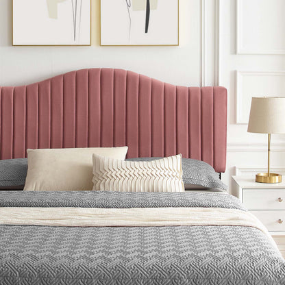 Juniper Channel Tufted Performance Velvet Queen Platform Bed, Velvet, Pink, 22615