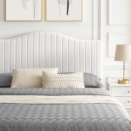 Juniper Channel Tufted Performance Velvet Queen Platform Bed, Velvet, White, 22618