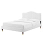 Juniper Channel Tufted Performance Velvet Queen Platform Bed, Velvet, White, 22623