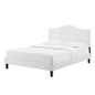 Juniper Channel Tufted Performance Velvet Queen Platform Bed, Velvet, White, 22628