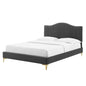 Juniper Channel Tufted Performance Velvet Twin Platform Bed, Velvet, Dark Grey Gray, 22629