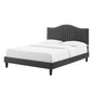 Juniper Channel Tufted Performance Velvet Twin Platform Bed, Velvet, Dark Grey Gray, 22639