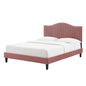Juniper Channel Tufted Performance Velvet Twin Platform Bed, Velvet, Pink, 22640