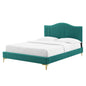 Juniper Channel Tufted Performance Velvet Full Platform Bed, Velvet, Teal Blue, 22647