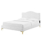 Juniper Channel Tufted Performance Velvet Full Platform Bed, Velvet, White, 22648