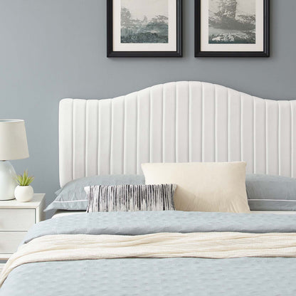 Juniper Channel Tufted Performance Velvet King Platform Bed, Velvet, White, 22673