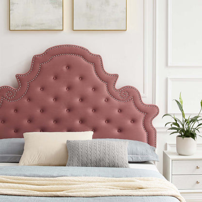 Gwyneth Tufted Performance Velvet Queen Platform Bed, Velvet, Pink, 22675