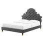 Gwyneth Tufted Performance Velvet Queen Platform Bed, Velvet, Dark Grey Gray, 22682