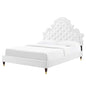 Gwyneth Tufted Performance Velvet Queen Platform Bed, Velvet, White, 22689