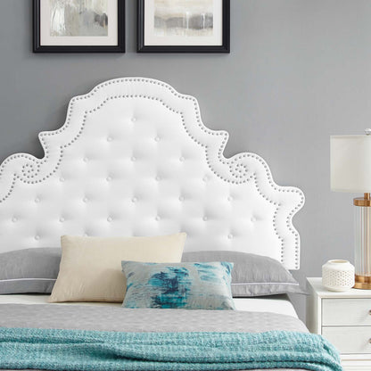 Gwyneth Tufted Performance Velvet Queen Platform Bed, Velvet, White, 22697