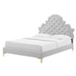 Gwyneth Tufted Performance Velvet Twin Platform Bed, Velvet, Light Grey Gray, 22700