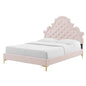 Gwyneth Tufted Performance Velvet Twin Platform Bed, Velvet, Pink, 22703