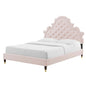 Gwyneth Tufted Performance Velvet Twin Platform Bed, Velvet, Pink, 22711