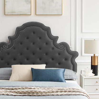 Gwyneth Tufted Performance Velvet Full Platform Bed, Velvet, Dark Grey Gray, 22722